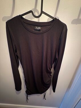 Bobi Black Ribbed Long-Sleeve Top maternity